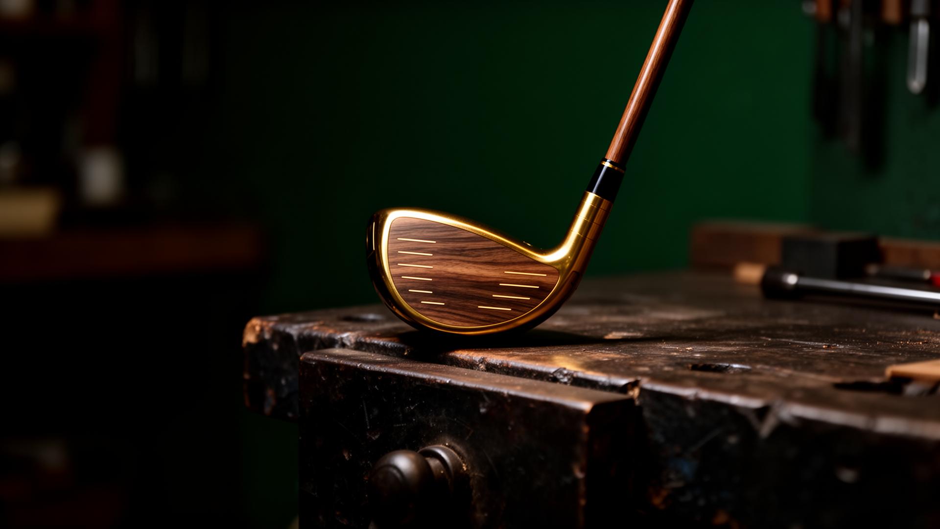 Golf club on a workbench